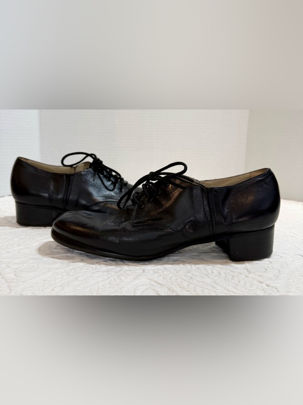 LaDuca Black Character Oxford Shoes Womens EU 39 1/2 Black Leather Low Heel